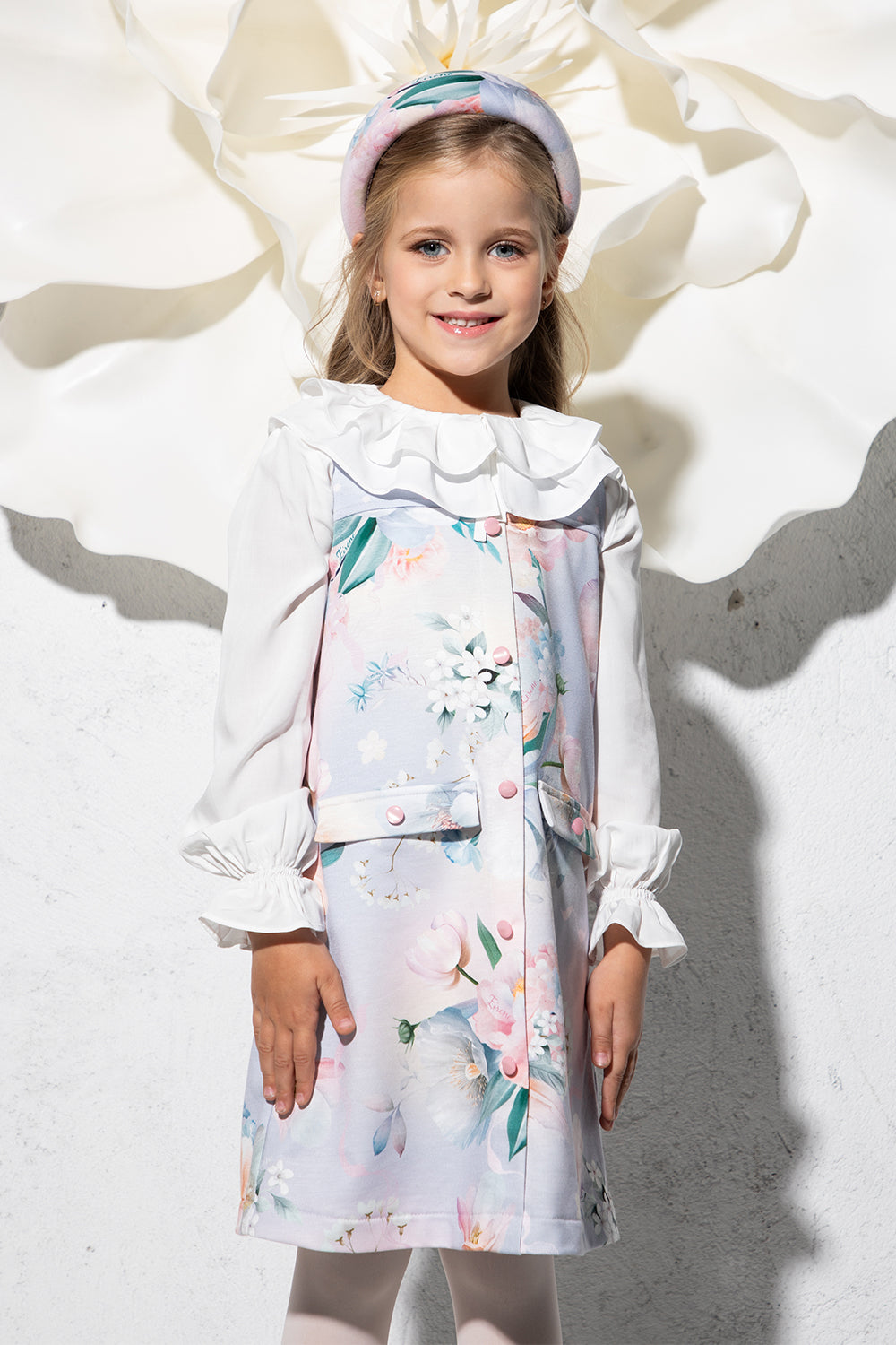 Light blue floral jersey dress