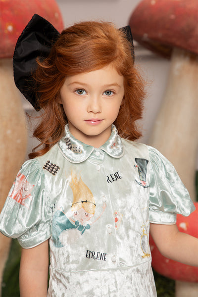 Mint velvet "Alice in Wonderland" dress with collar and puffed sleeves