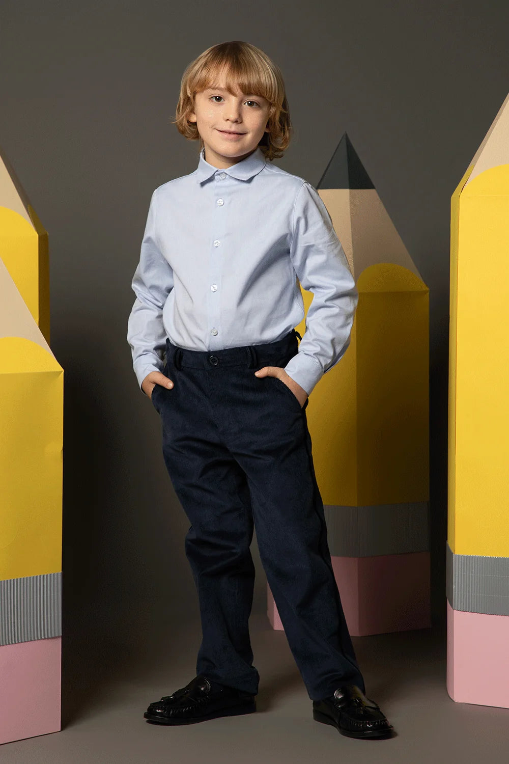 Soft and elegant navy corduroy trousers