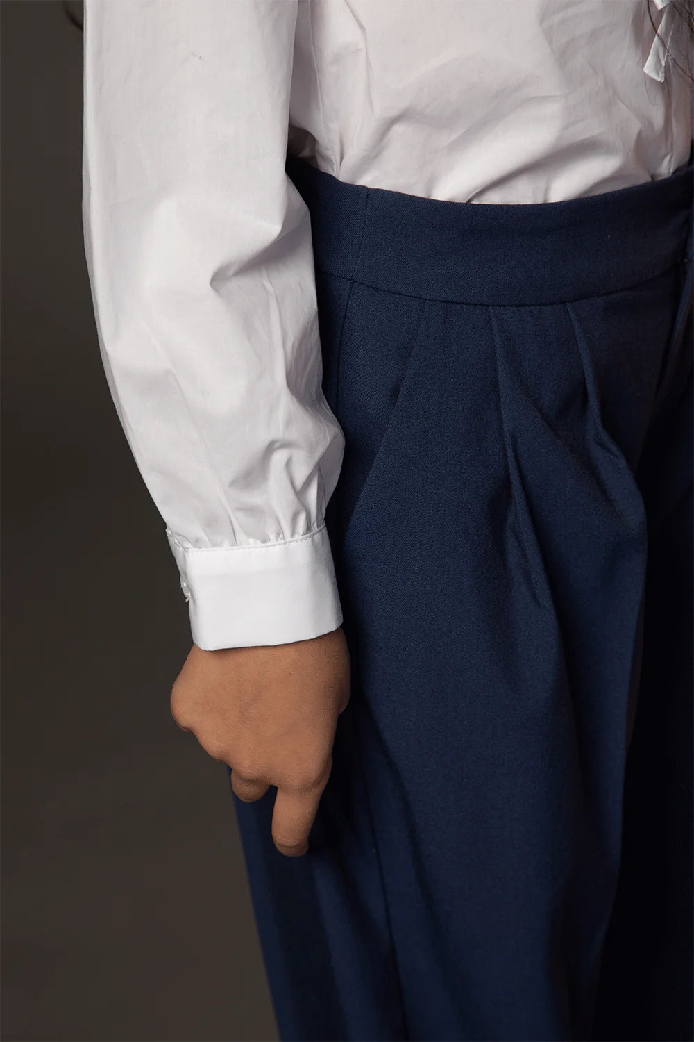 Navy wide-leg trousers