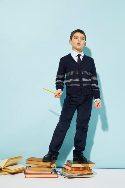 Blue corduroy trousers