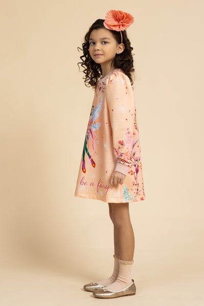 Peach autumn fairy tunic dress with sequins