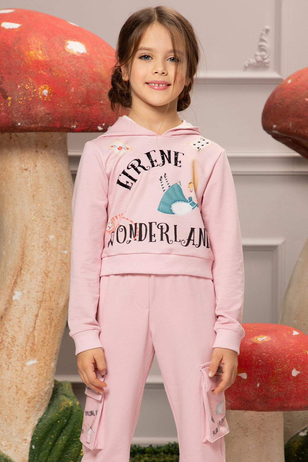 Pink "Alice in Wonderland" hand-embellished hoody