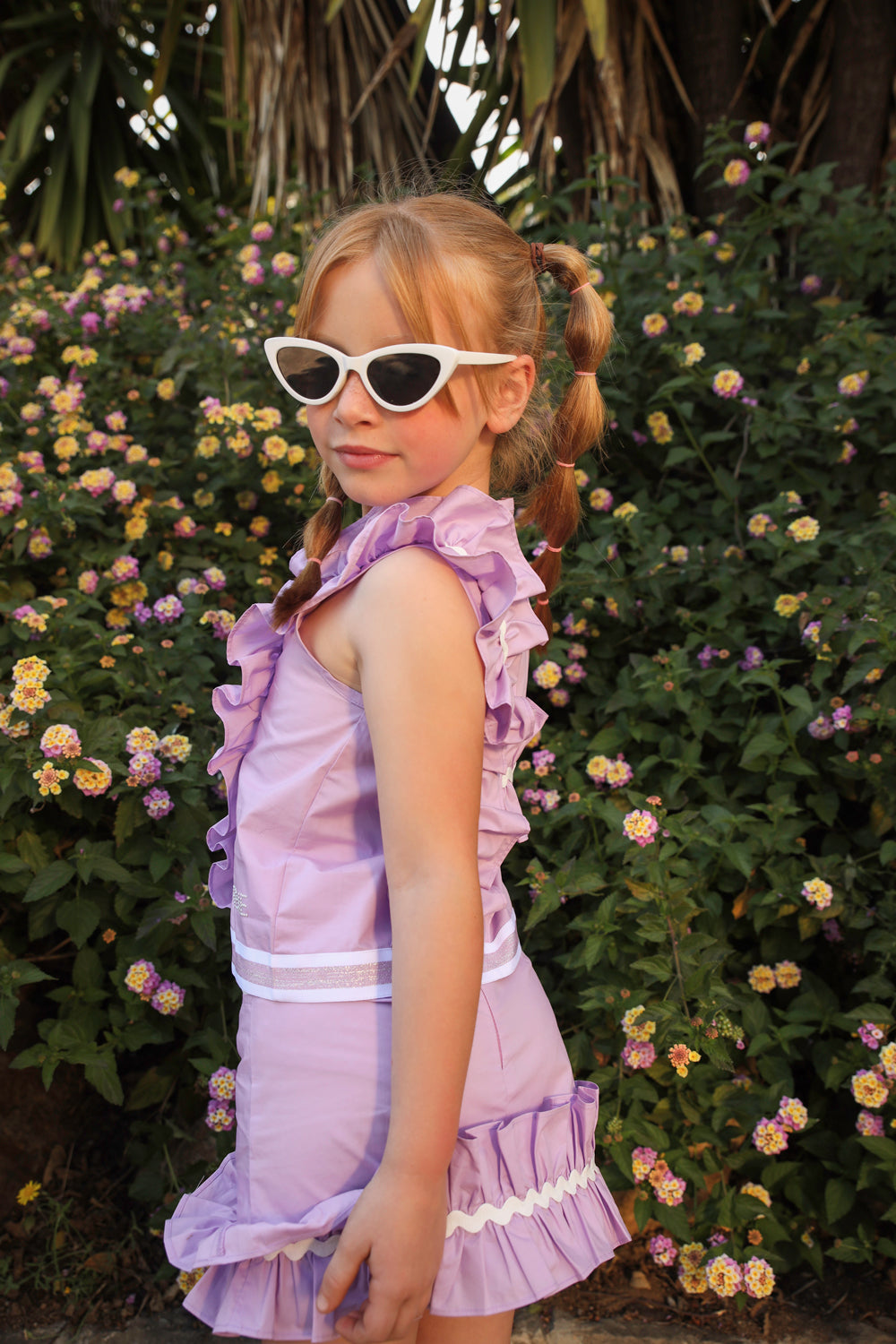 Purple cotton frilled skirt