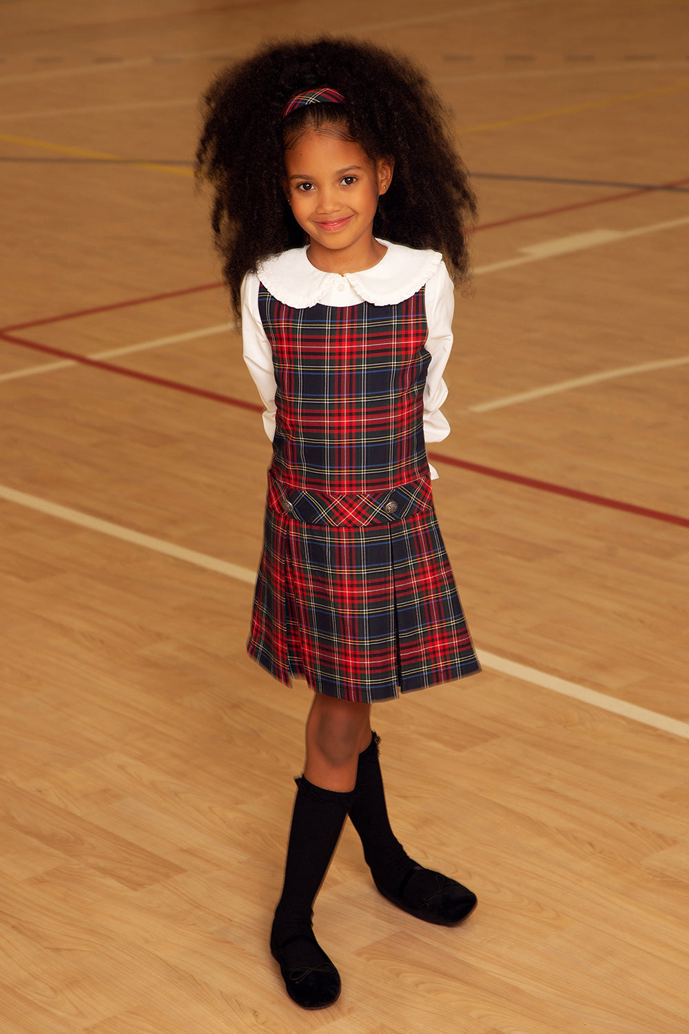 Red tartan dress with buttons