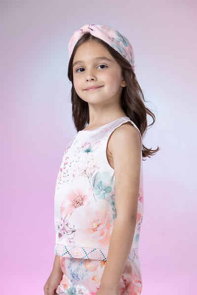 Satin floral set with hand-made embellishment