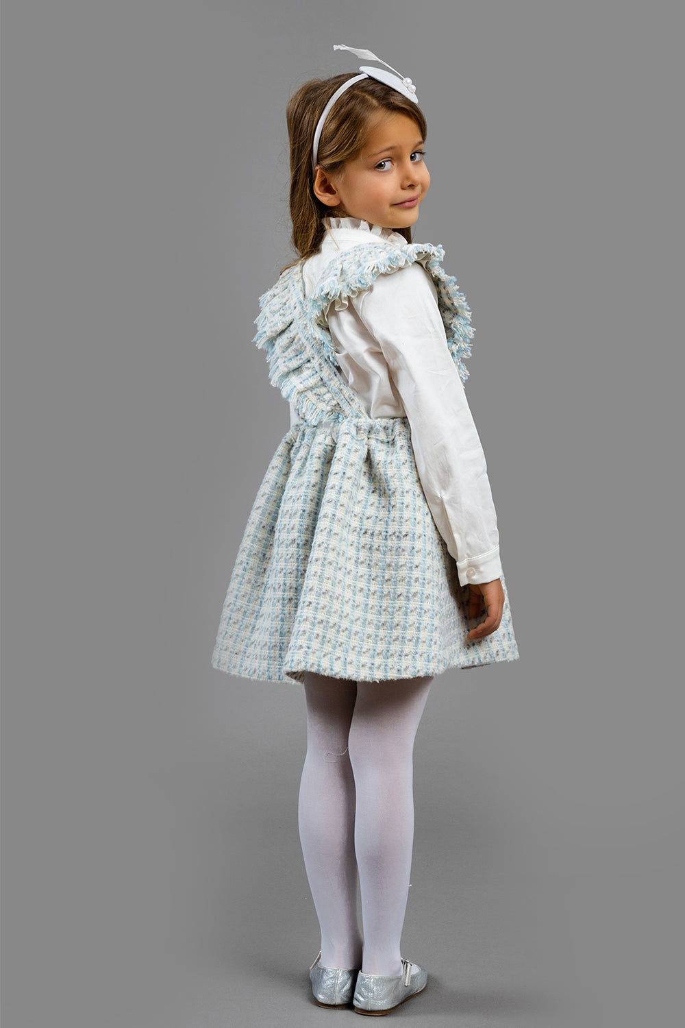 Tweed wool blend pinafore dress