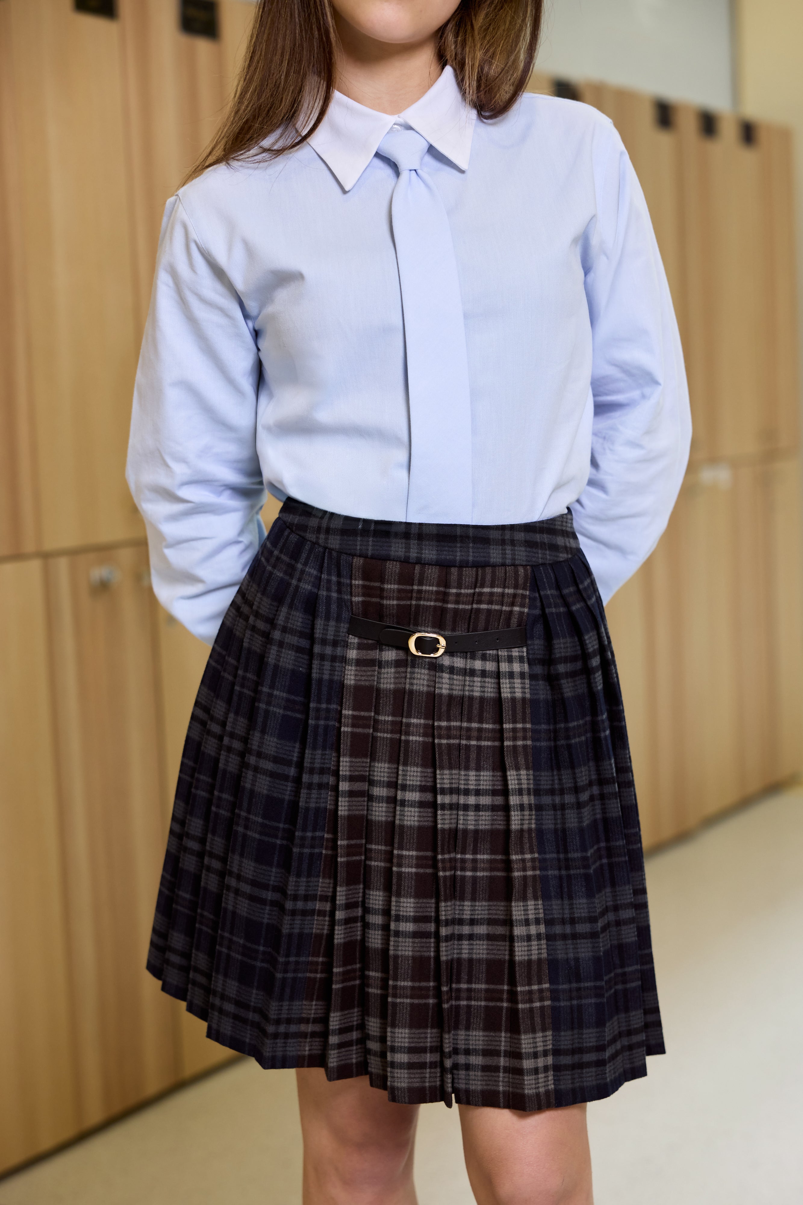 Light blue shirt for teen girls with a matching tie