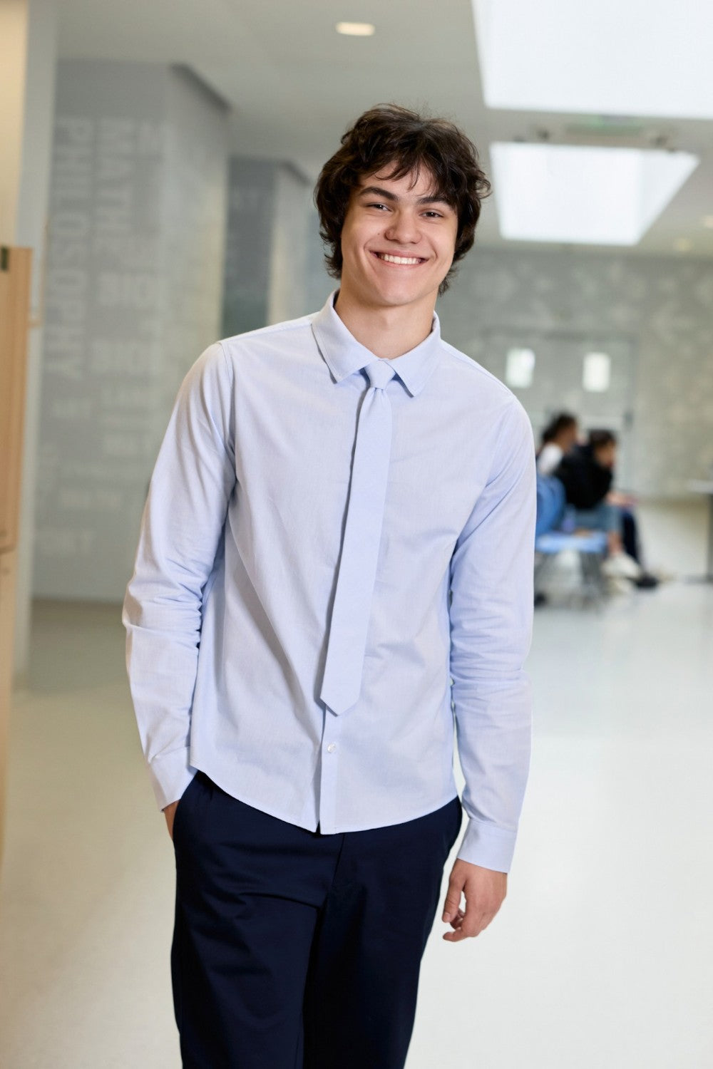 Light blue shirt for boys with a matching tie