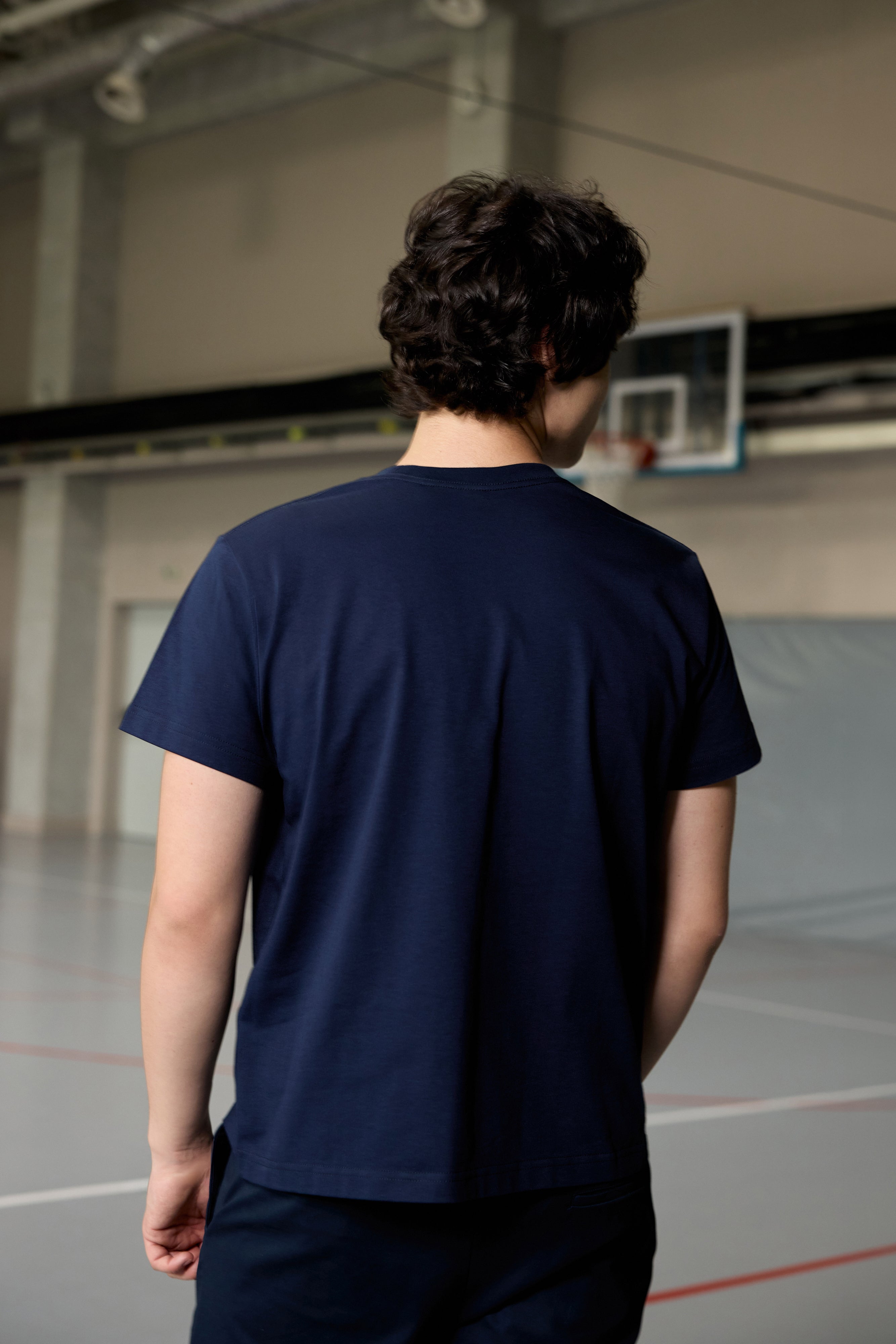 Navy t-shirt teen boys with AEA logo