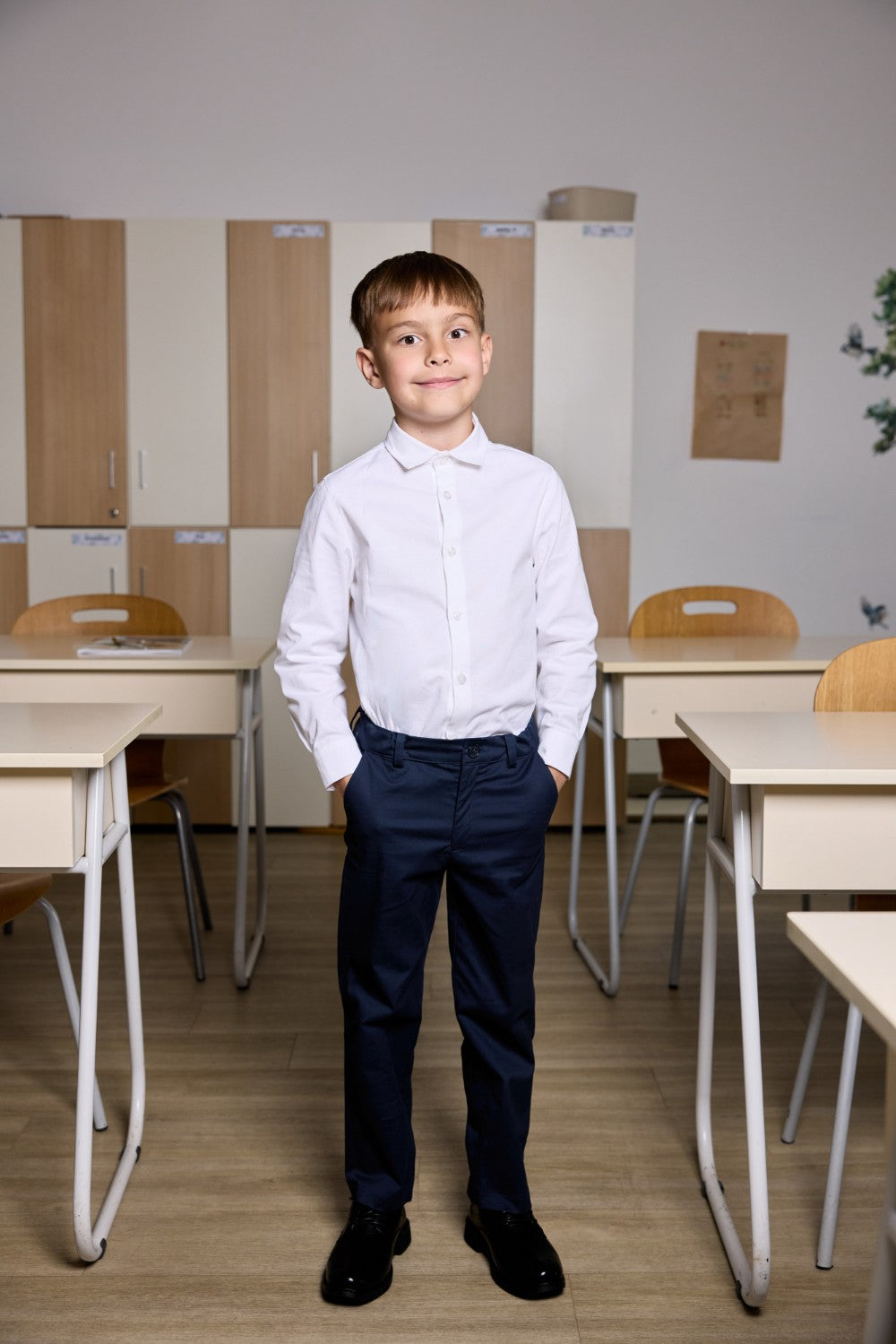 Classic white little boys cotton shirt