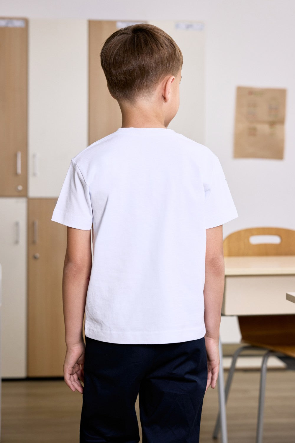 White cotton t-shirt for little boys with logo