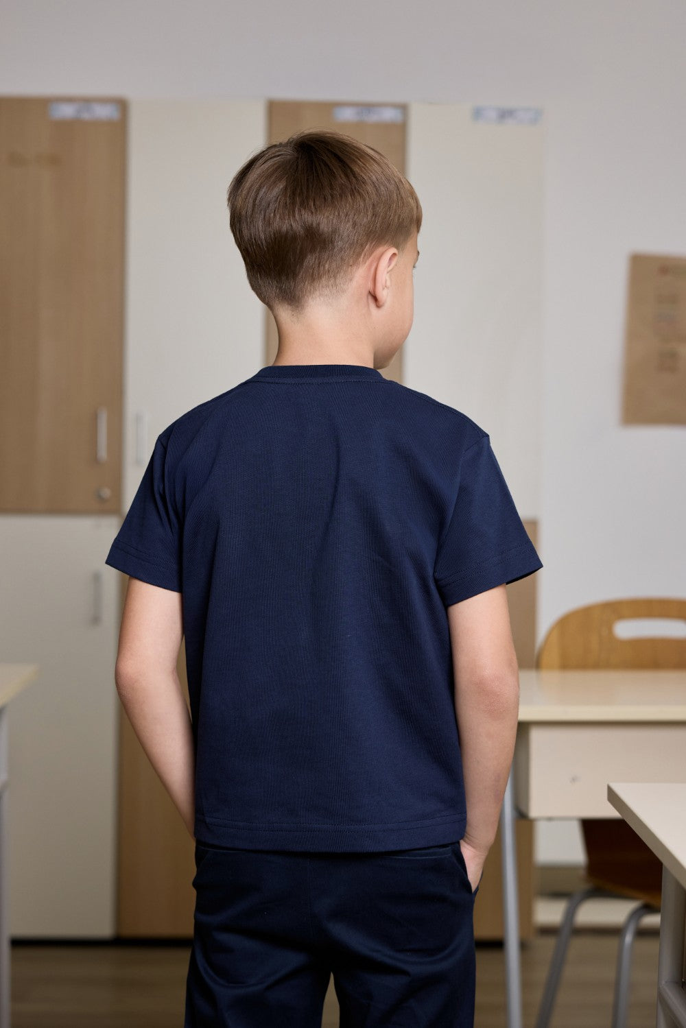 Navy t-shirt for little boys with AEA logo