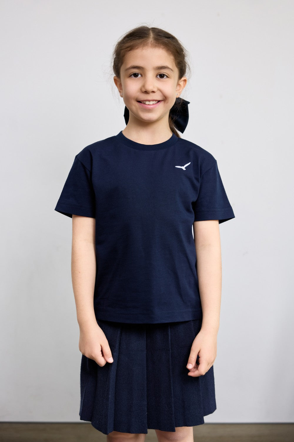 Navy t-shirt for little girls with AEA logo