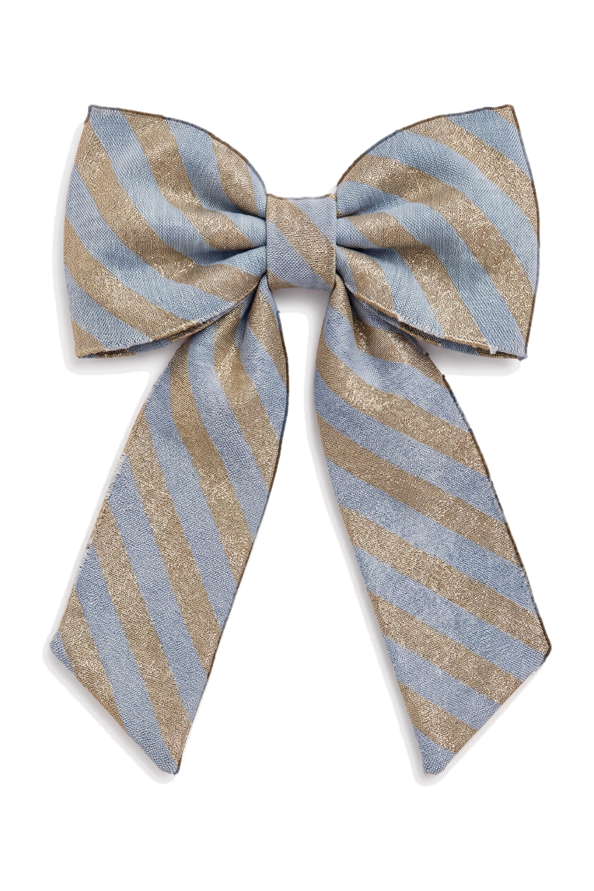 Denim and gold striped hair bow - product view