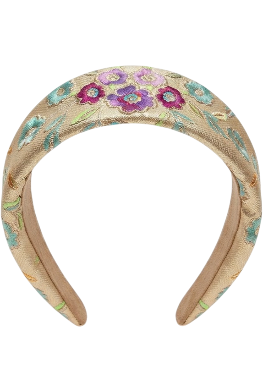 Gold floral jacquard hairband - product view