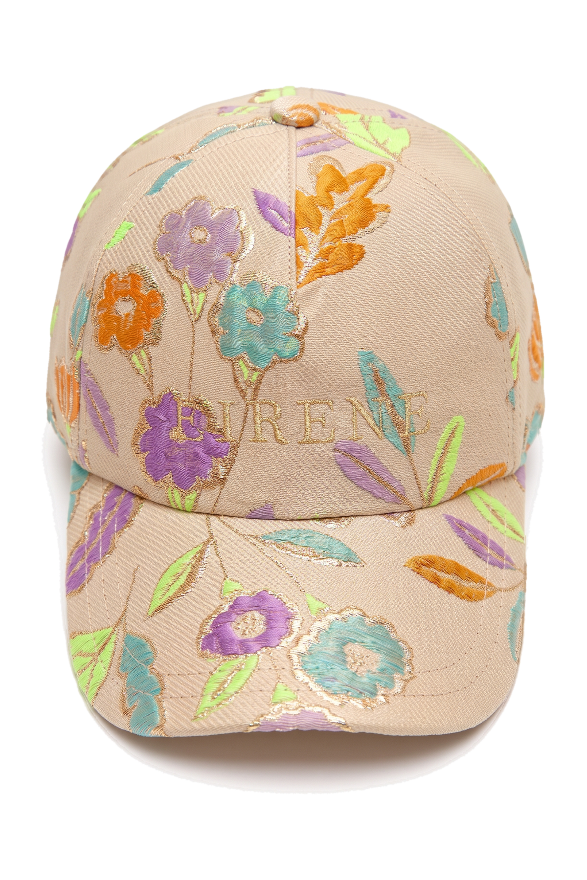 Gold floral jacquard baseball cap - product view