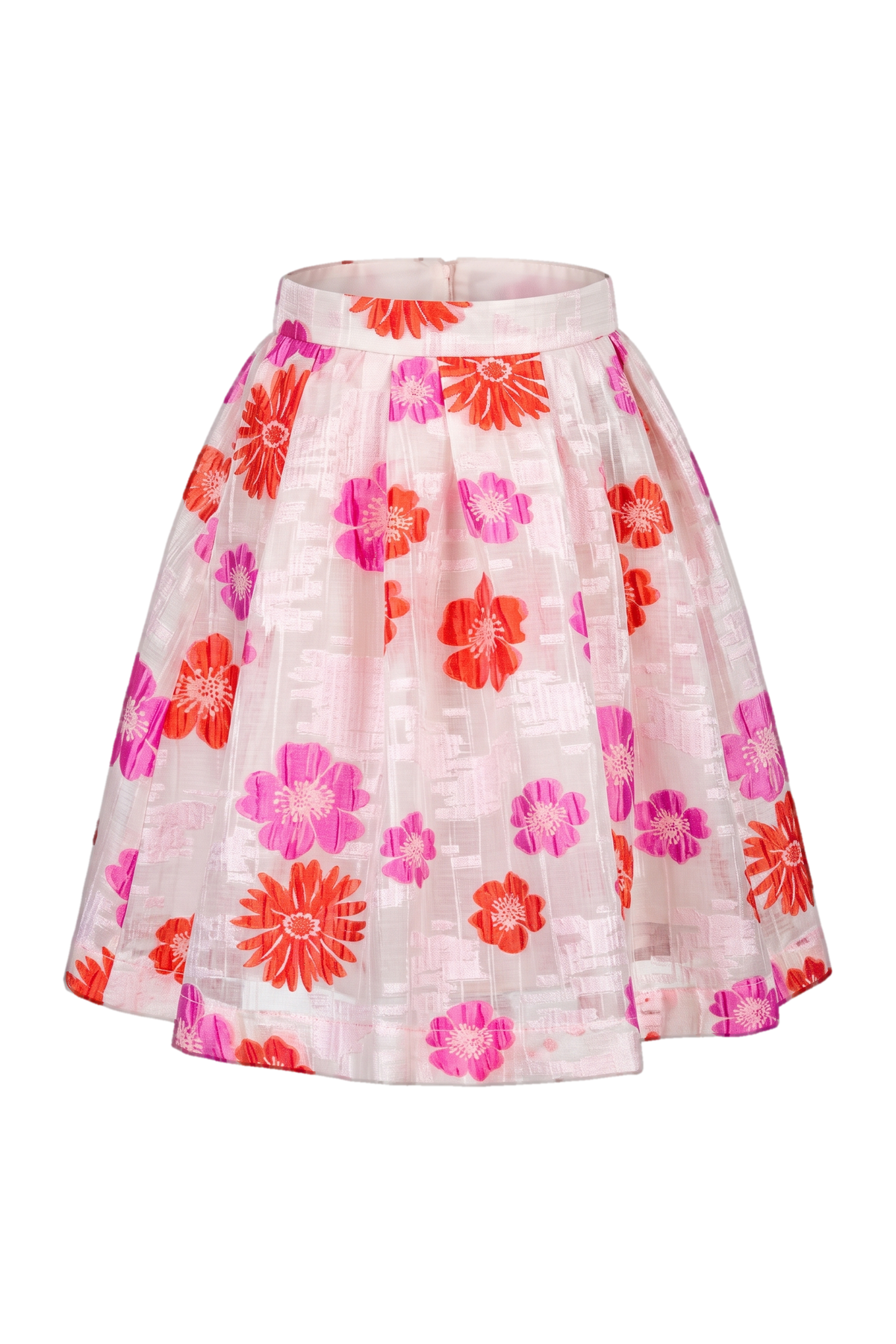 Fuchsia and red floral organza skirt - product view