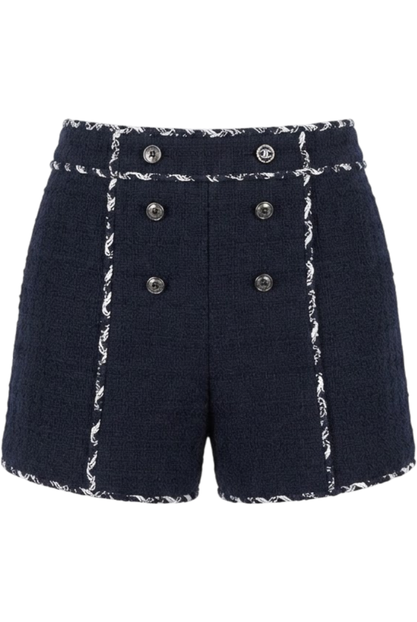 Blue tweed shorts - product view