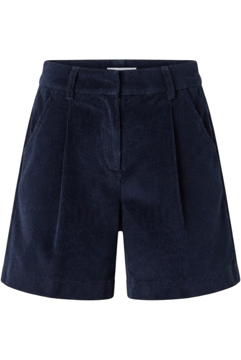 Blue corduroy wide shorts - product view