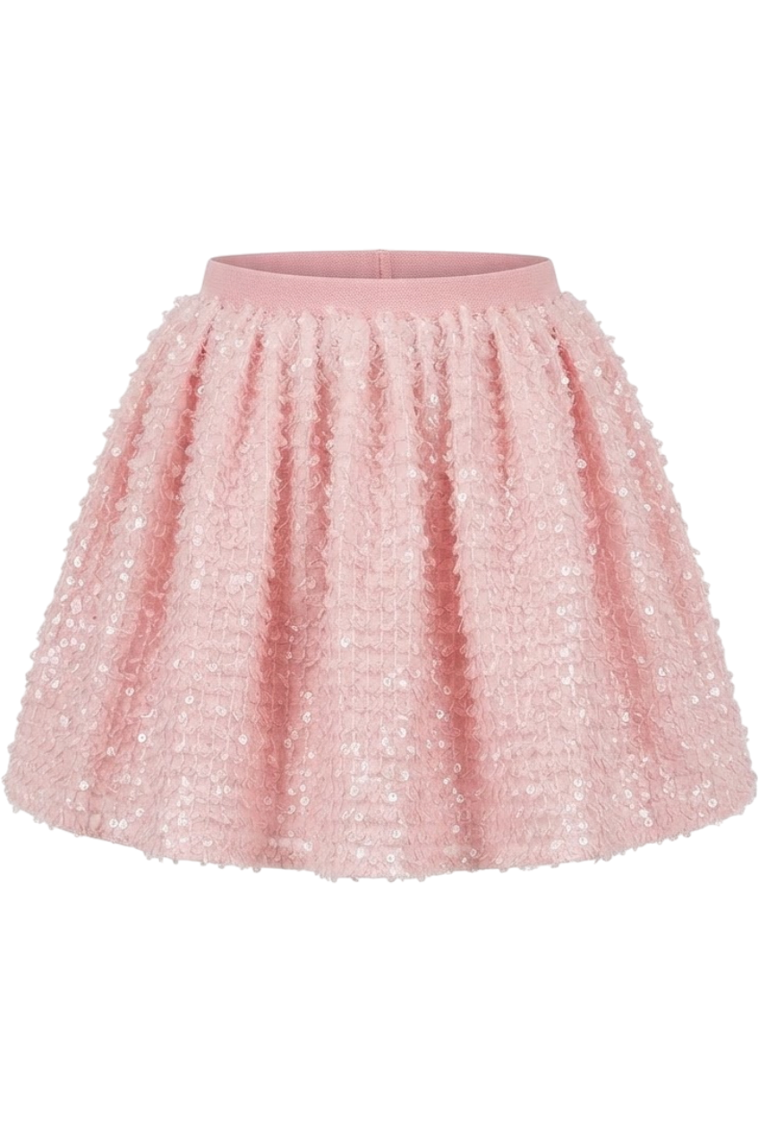 Pink sequin skirt with pink elastic band - product view