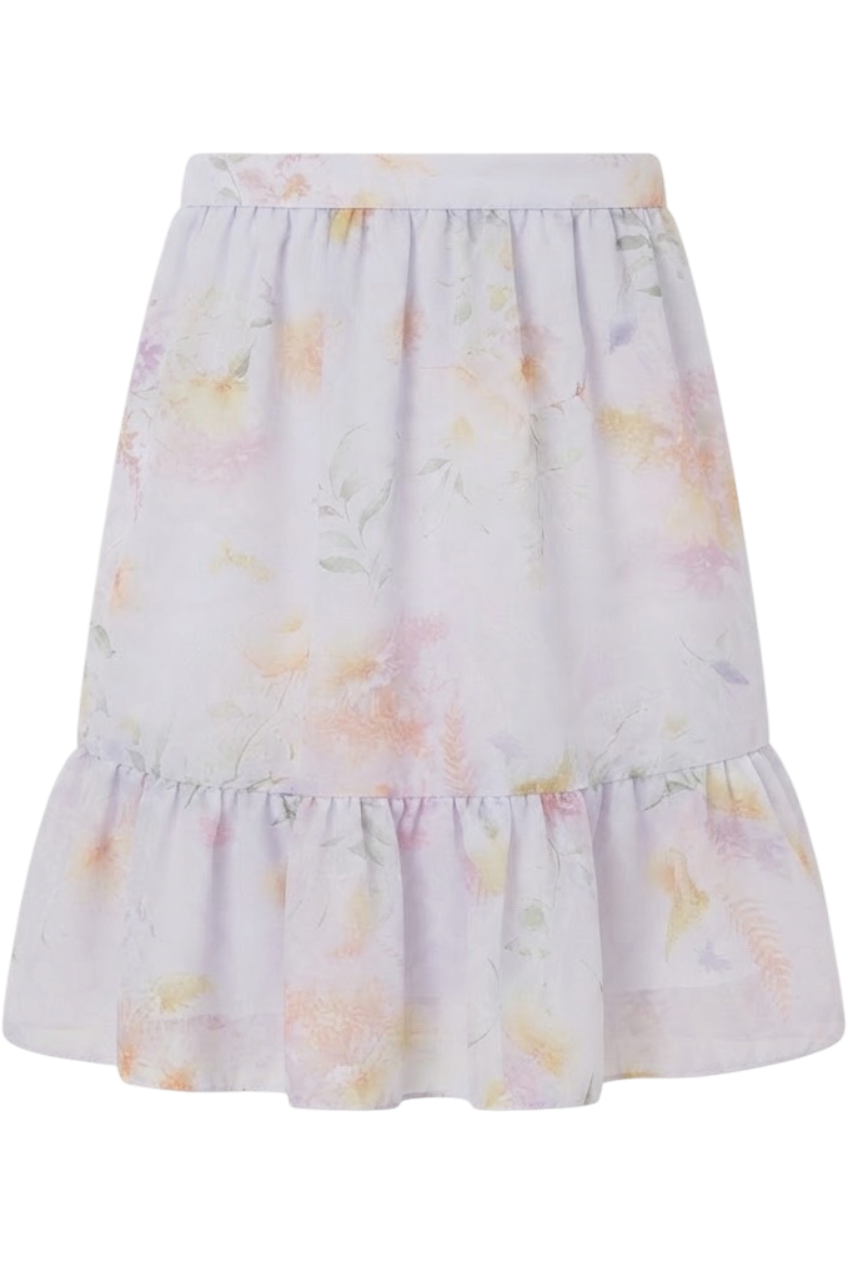 Light lavender floral midi skirt - product view