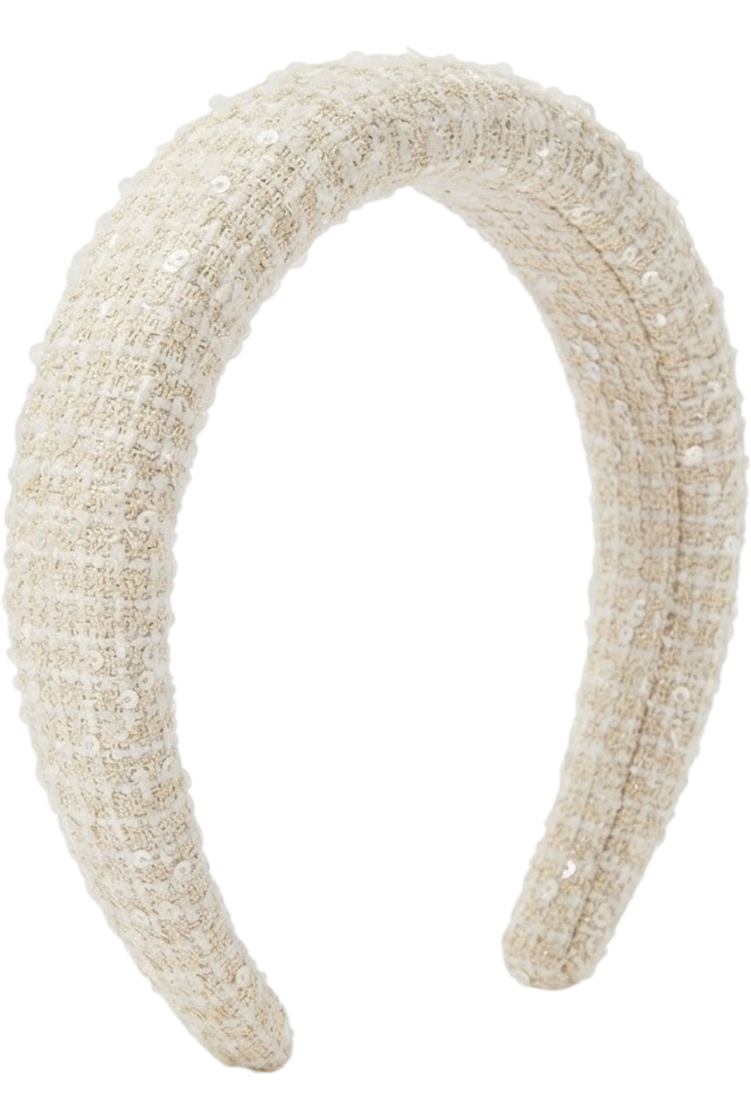 Cream tweed headband - product view