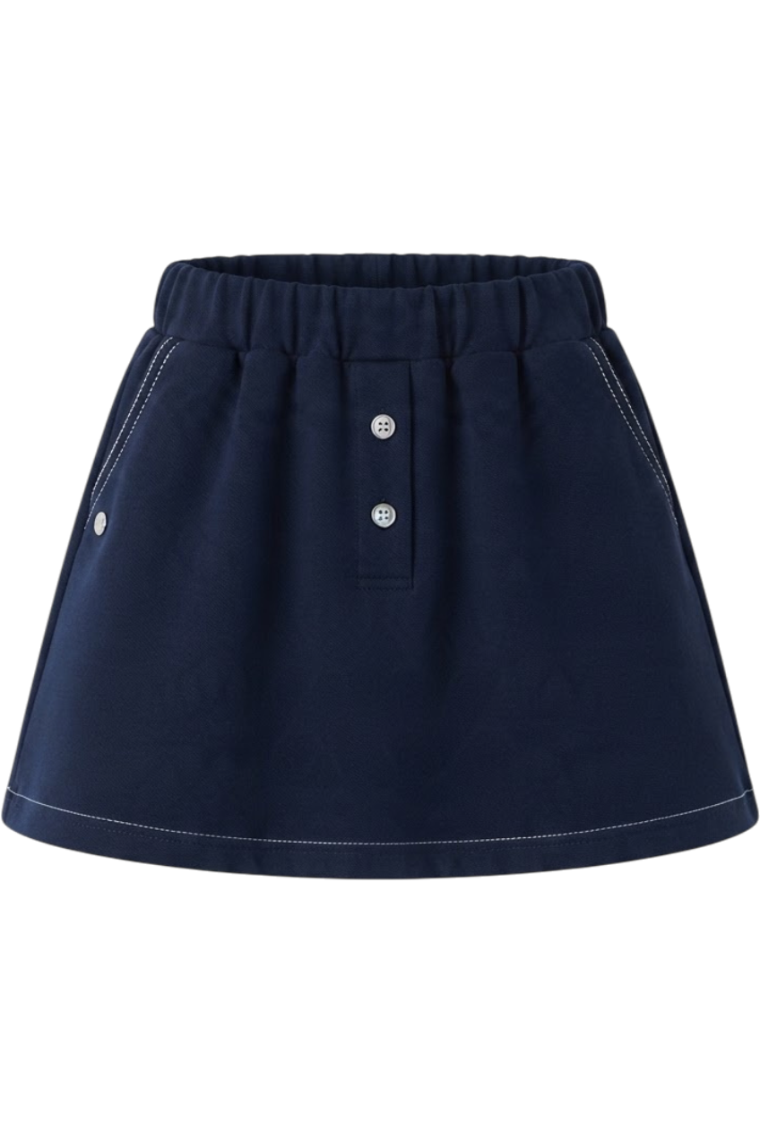 Navy blue knitted skirt - product view