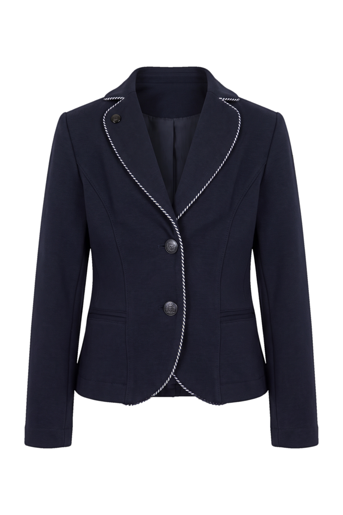 Navy blue blazer with white piping - product view