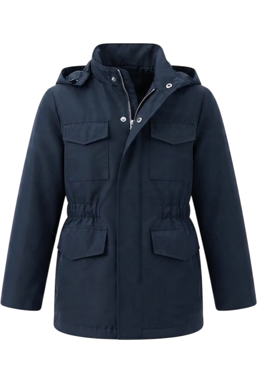Navy functional jacket with flap pockets - product view