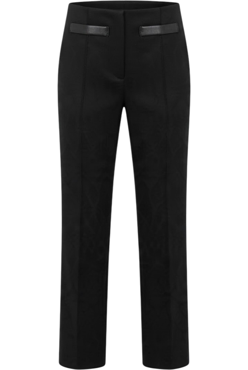 Black elegant trousers with straight fit and faux leather - product view