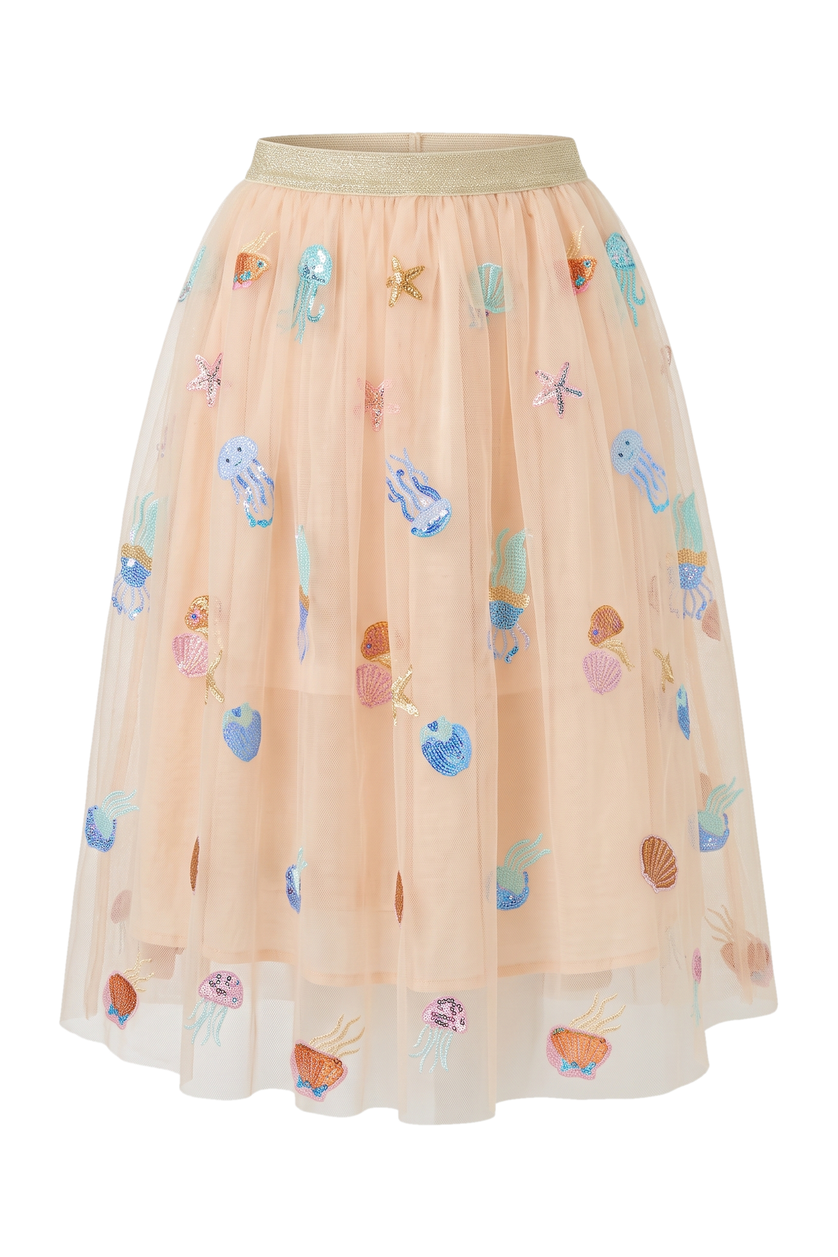 Ecru tulle jellyfish embroidery skirt - product view