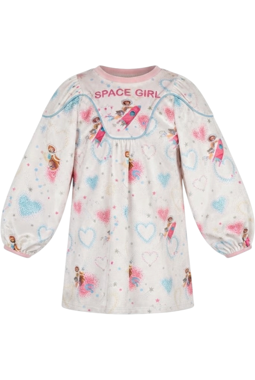 Velvet off-white Cosmic girls printed tunic with long sleeves - product view