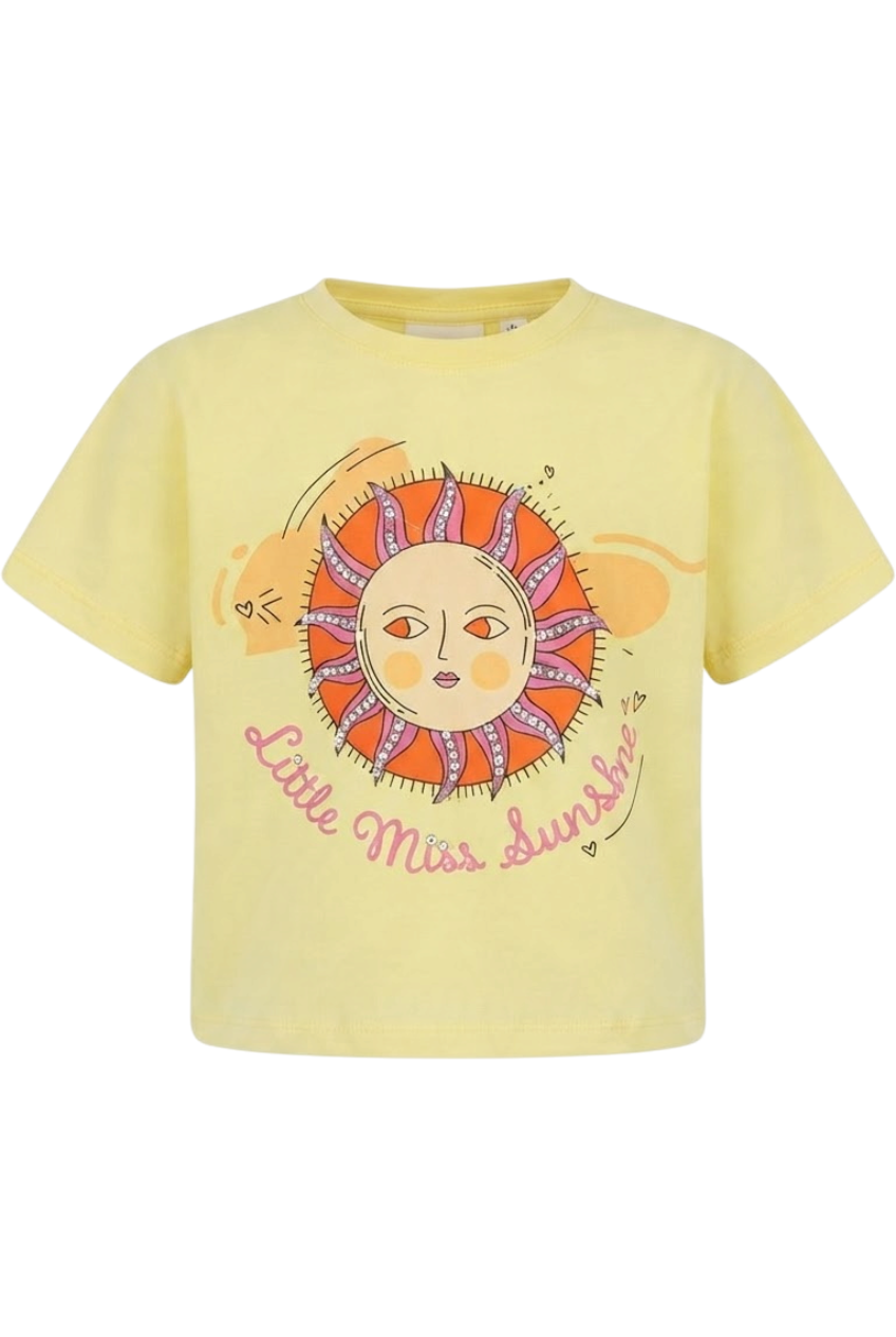 Pale yellow "Little Miss Sunshine" hand-embellished with Swarovski crystals t-shirt - product view
