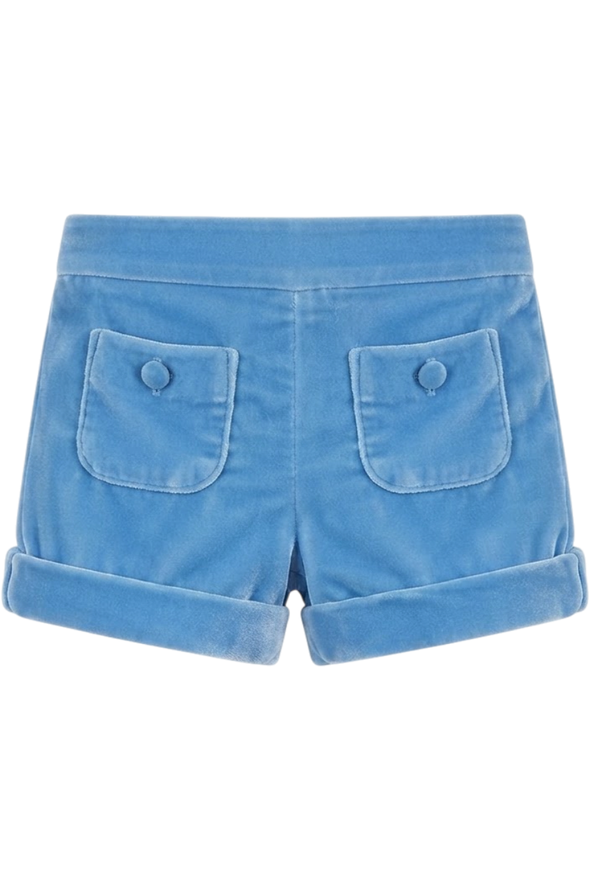 Silk velvet baby blue shorts - product view