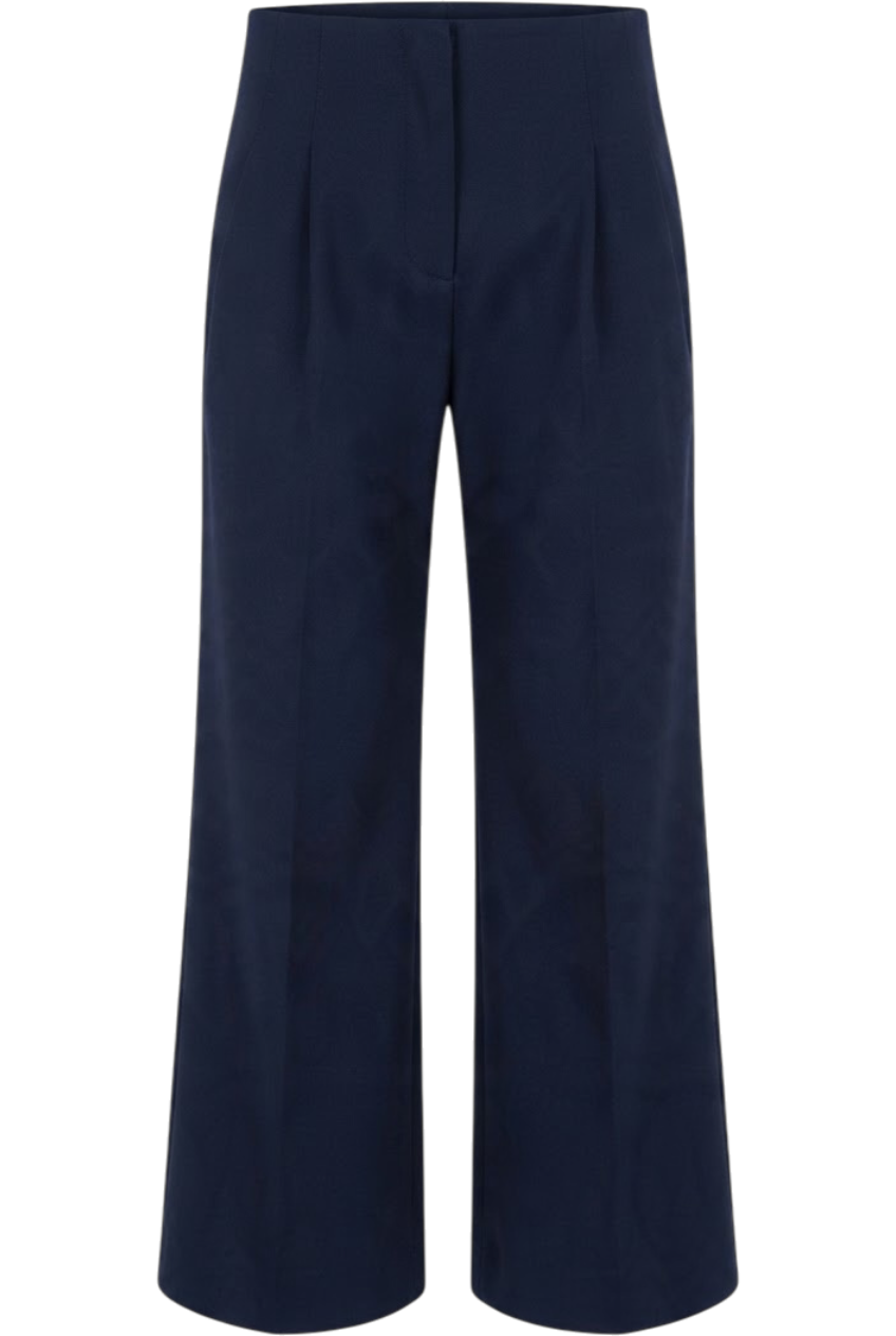 Blue poly-viscose wide trousers - product view