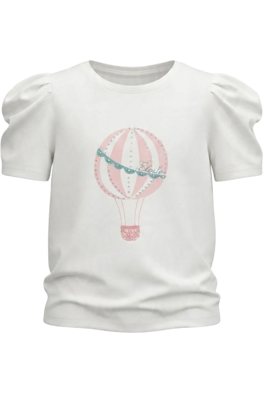 White balloon t-shirt with crystals - product view