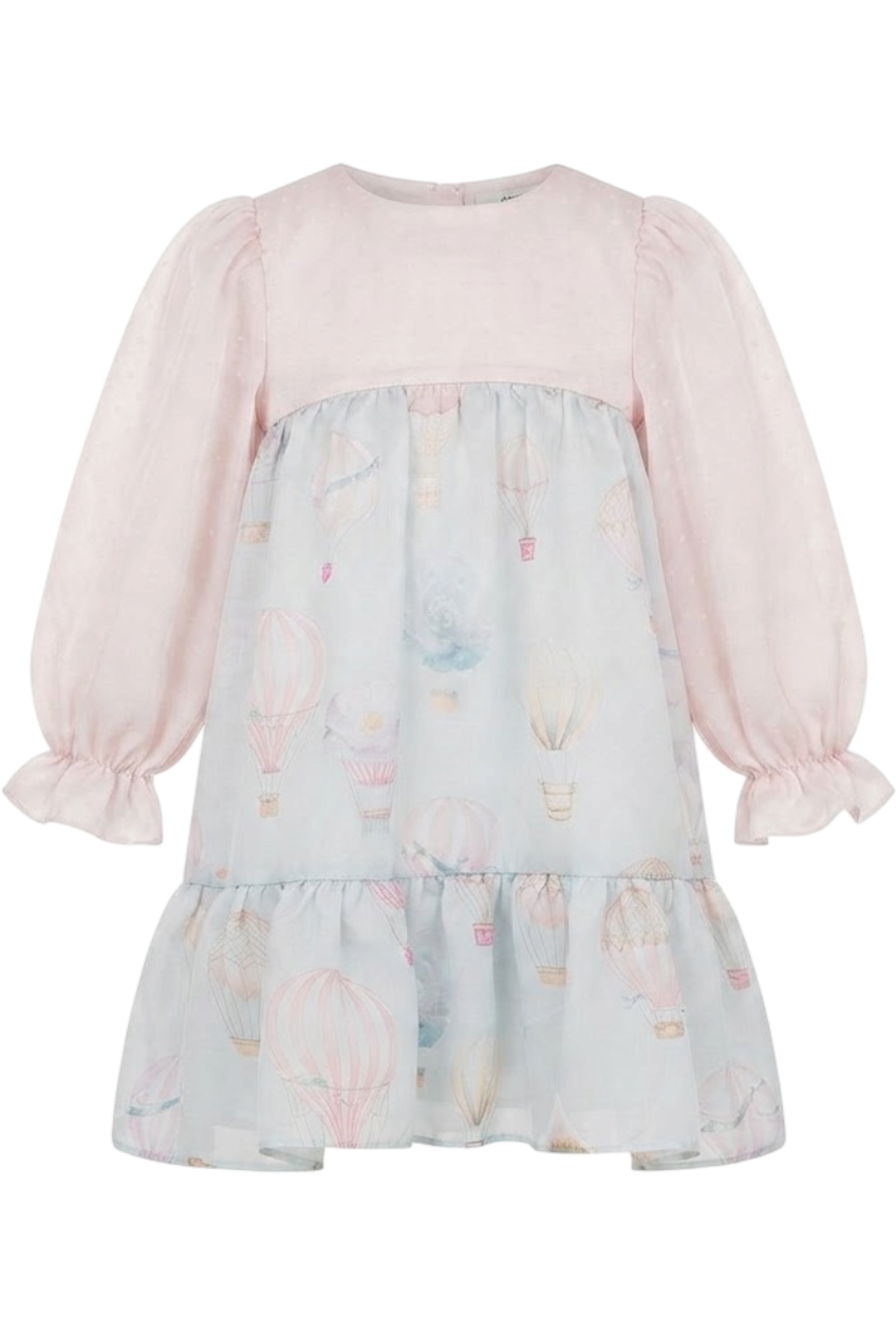 Chiffon dotted dress with balloon print - product view