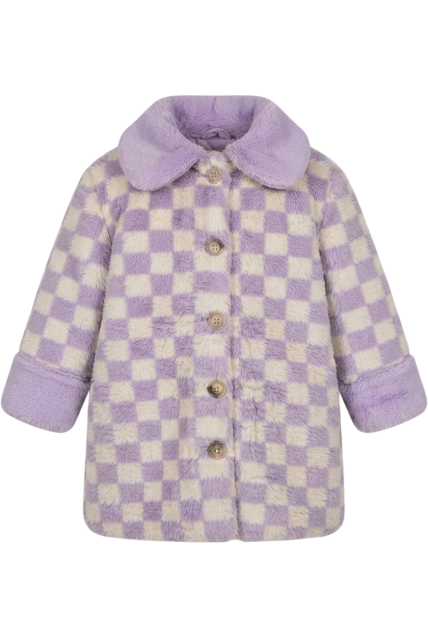 Lilac and off-white padded coat - product view