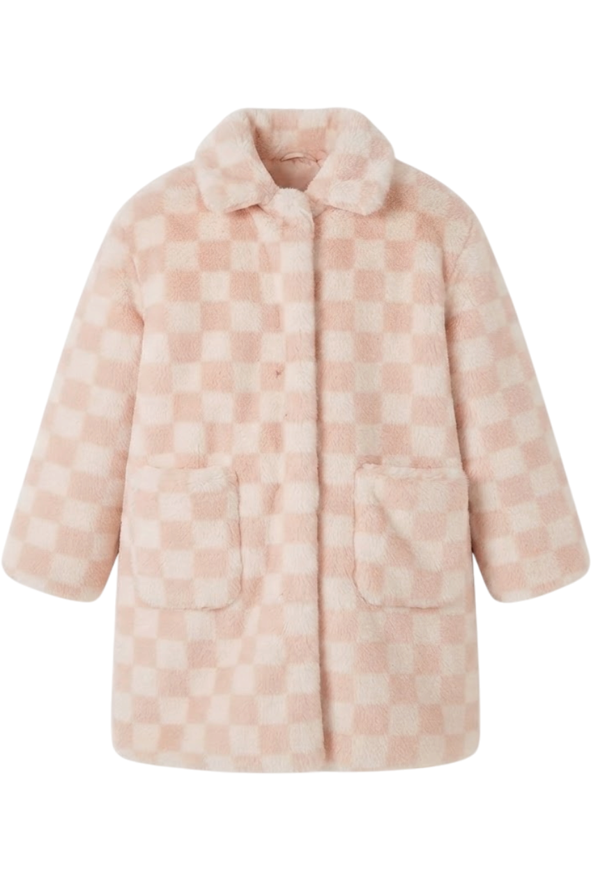 Light pink and off-white padded coat - product view