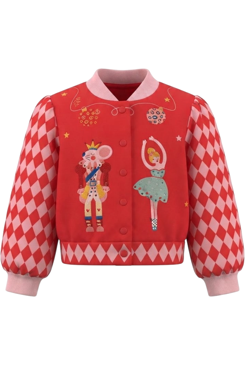 Red Christmas sweatshirt with hand-made embroidery - product view