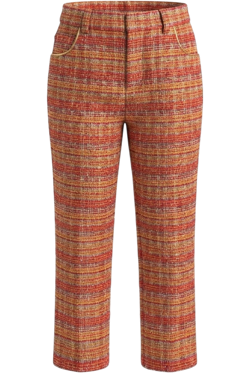 Red, yellow and orange lurex tweed pants - product view