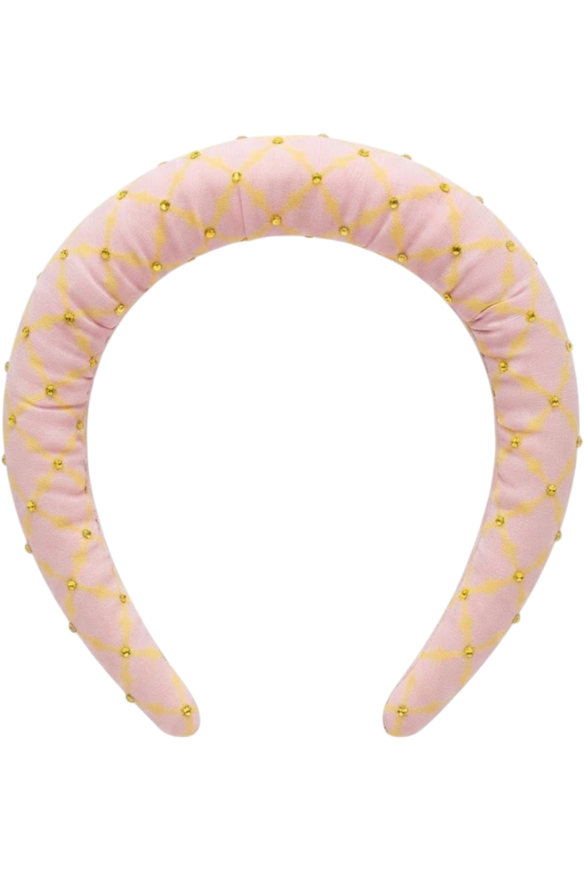 Pink and yellow chiffon headband - product view