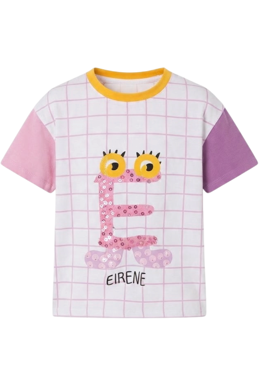 White, pink and purple logo t-shirt - product view