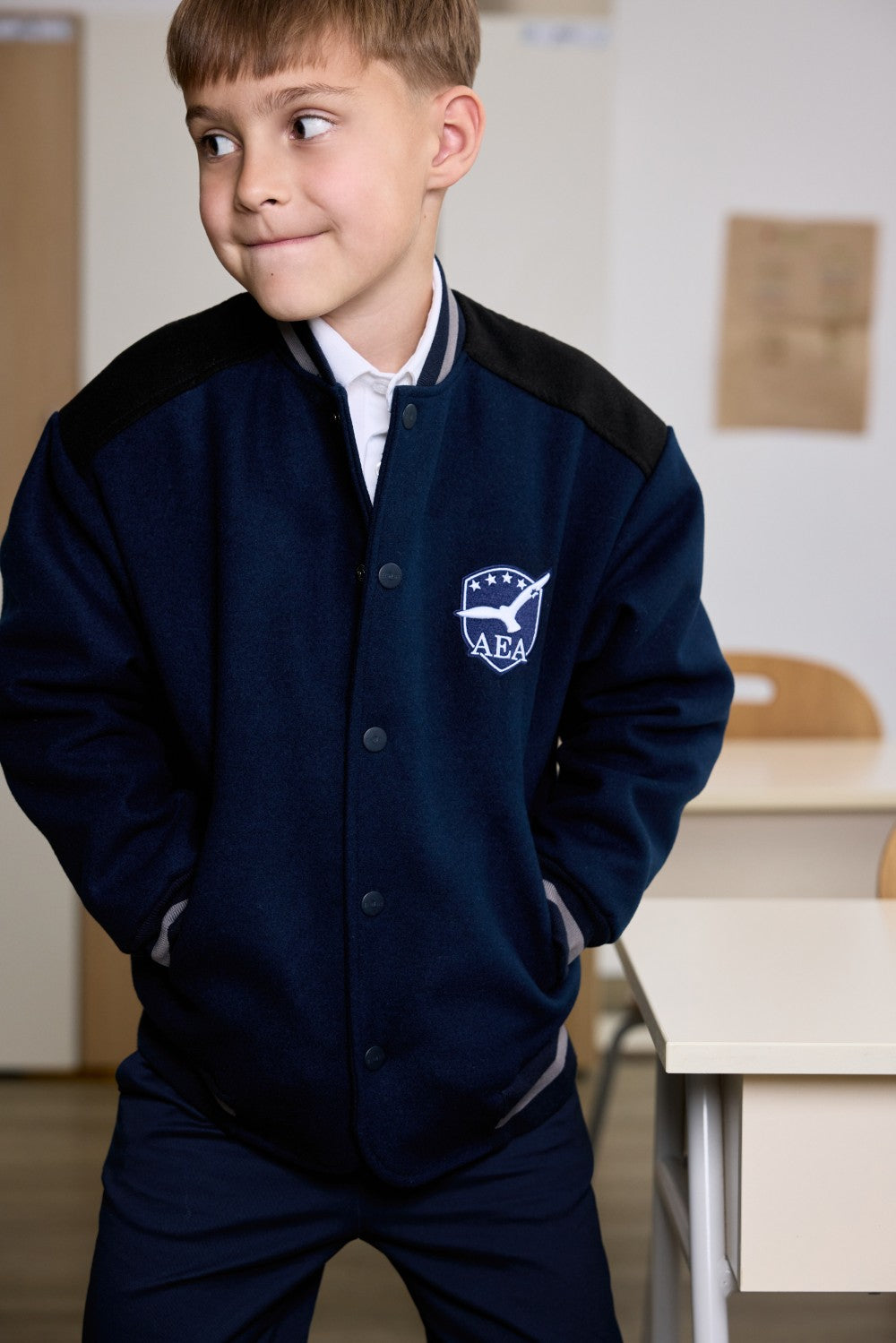 Bomber jacket for little boys with quilted inner lining