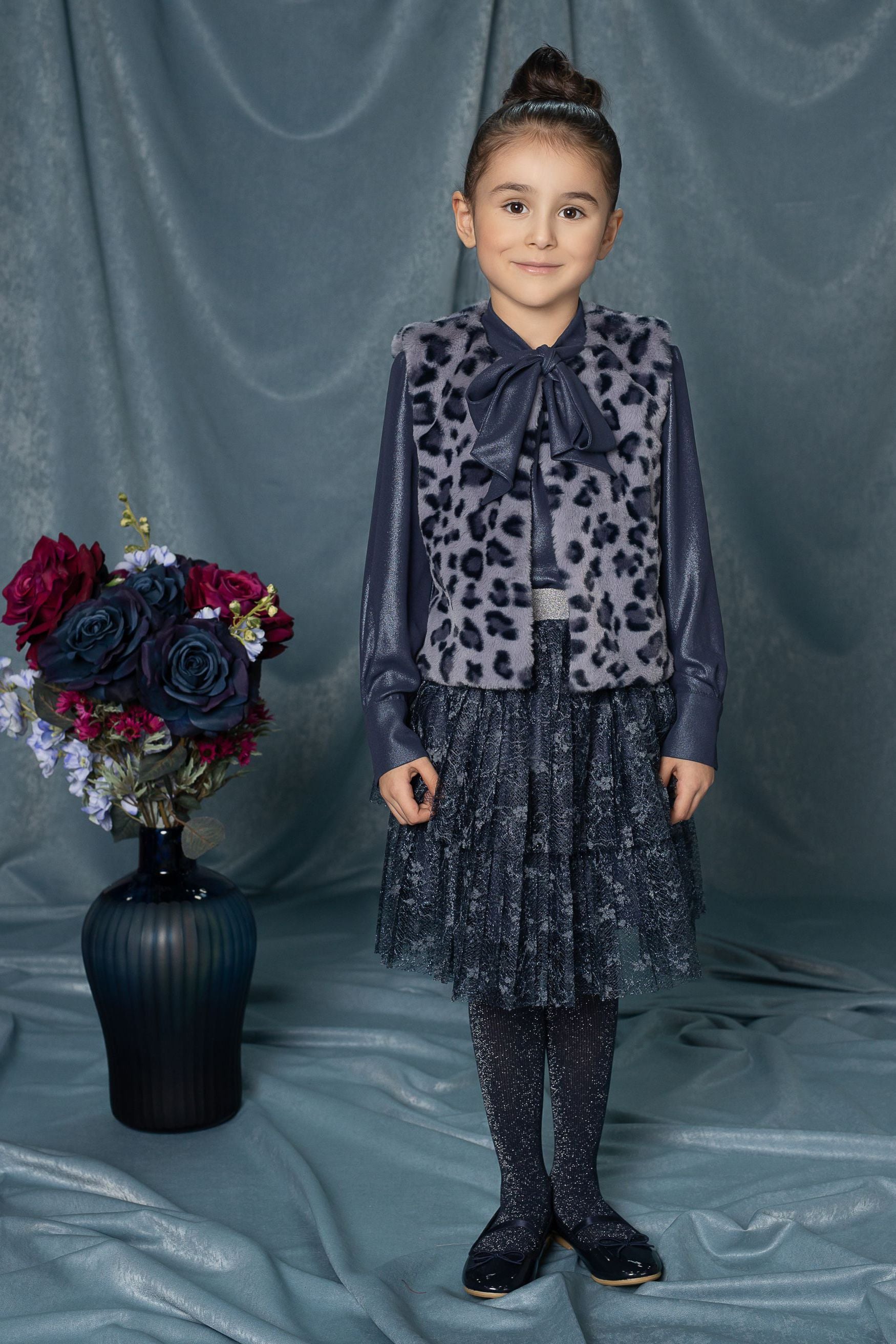Blue leopard vest