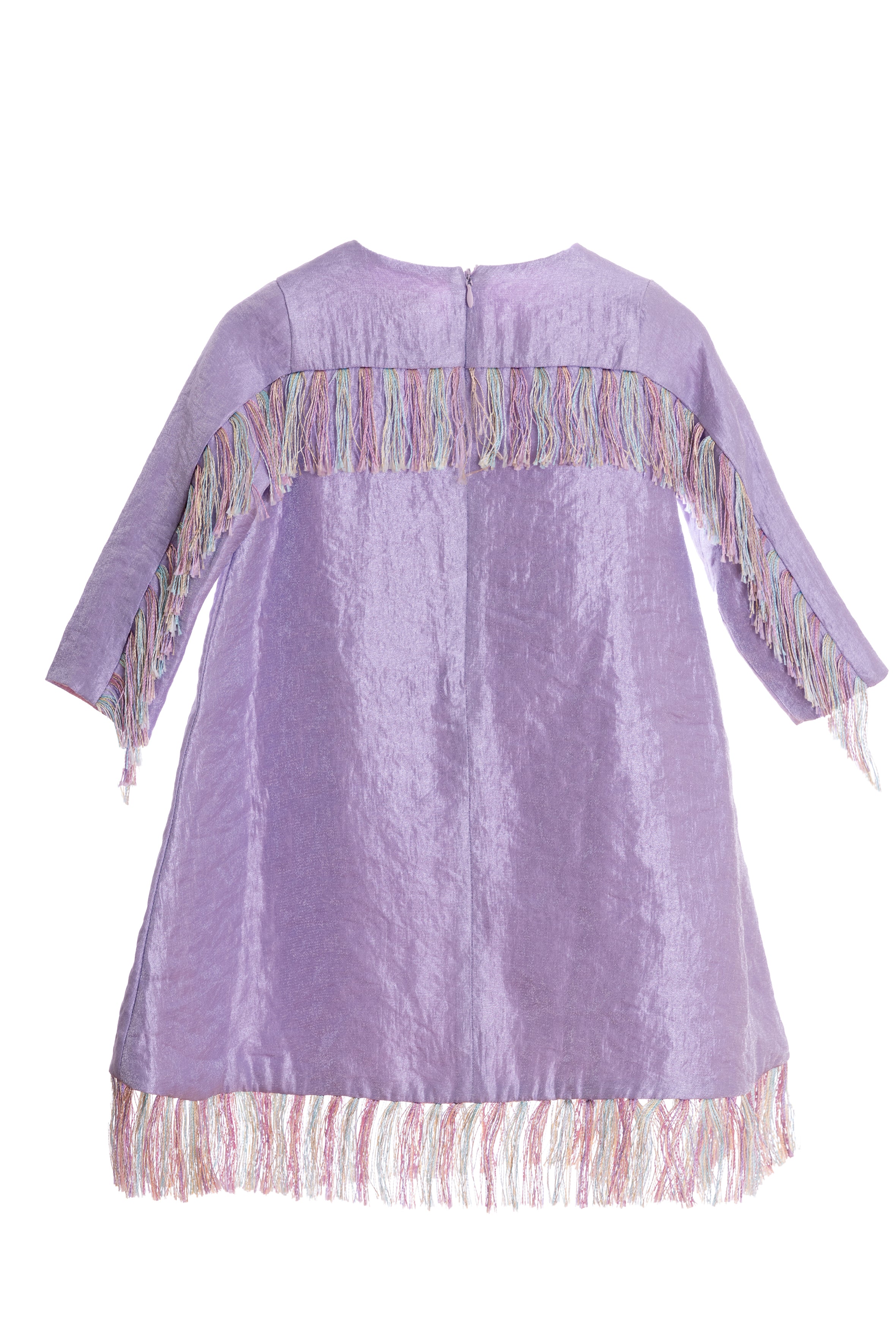 Violet dress with unicorn embroidery, fringes without Swarovski crystals