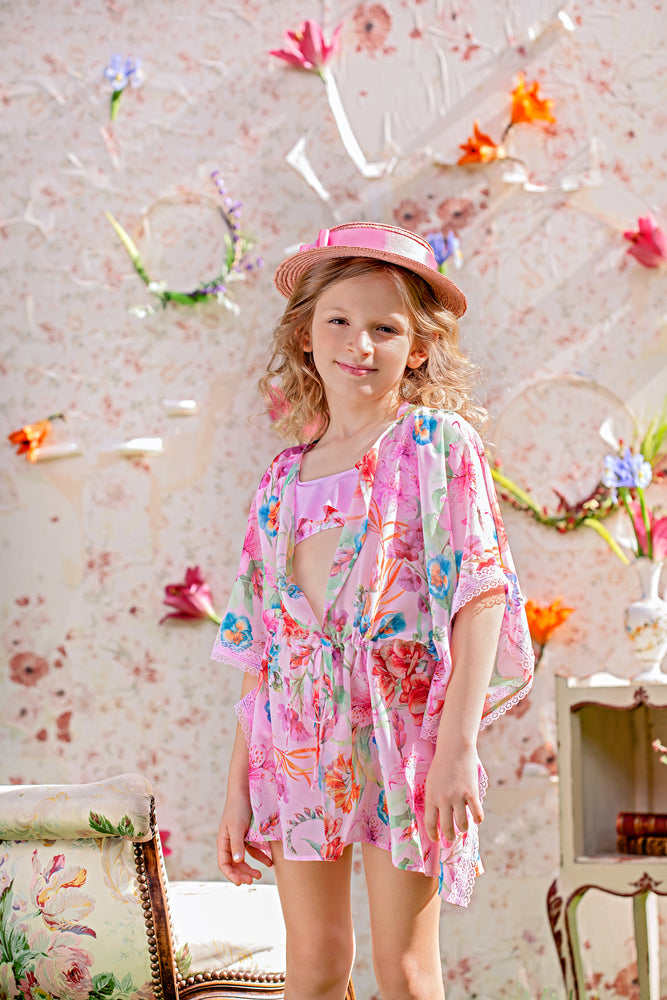 Pink freesia chiffon tunic
