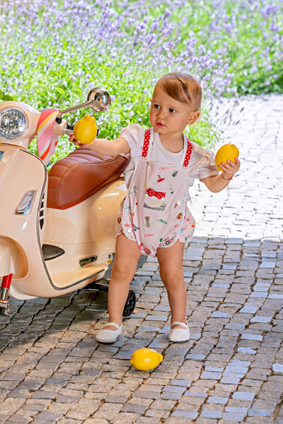 Baby pink Ciao Italia satin cotton shortie with polka dots details