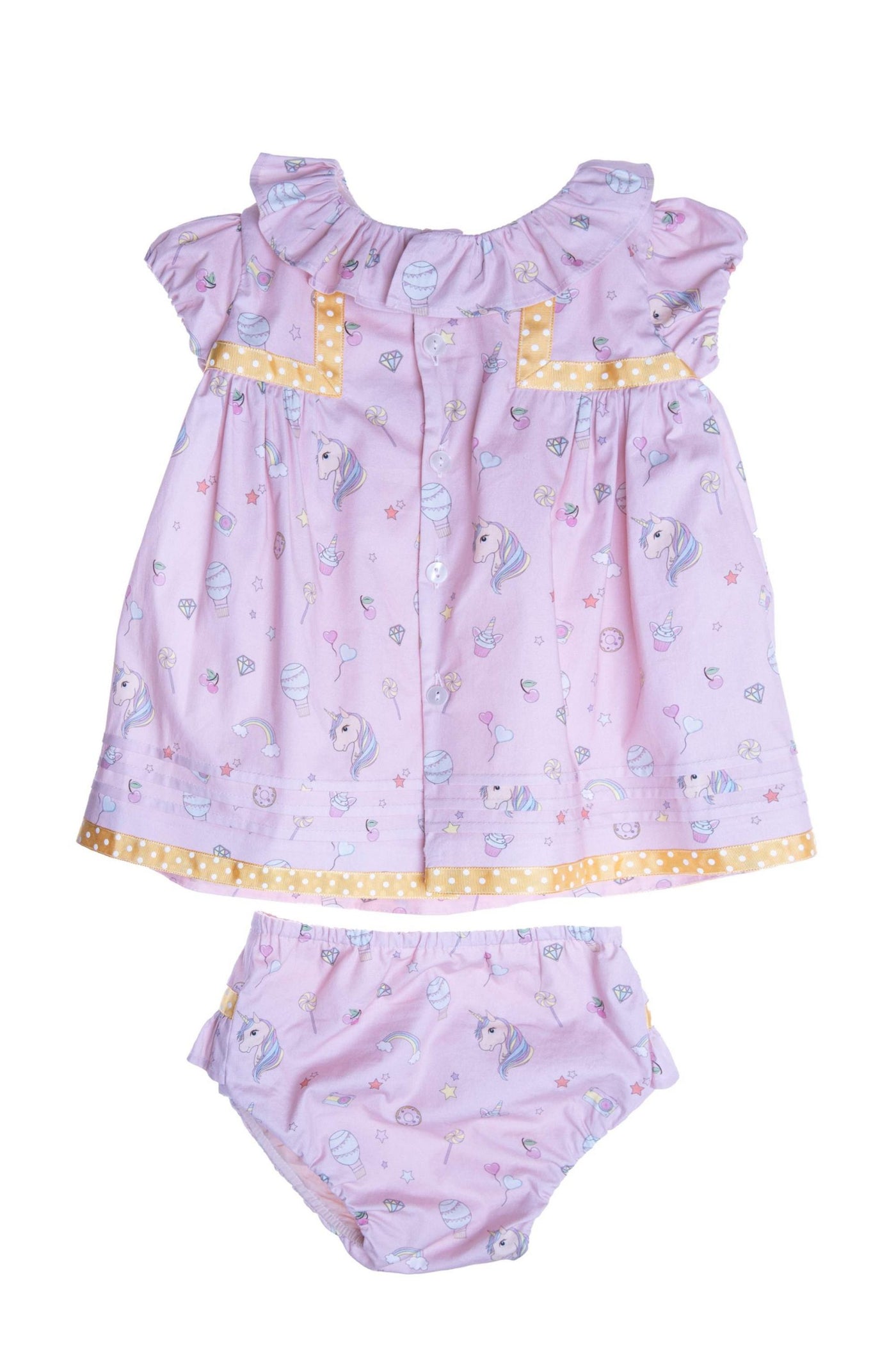 Baby pink unicorn satin cotton dress